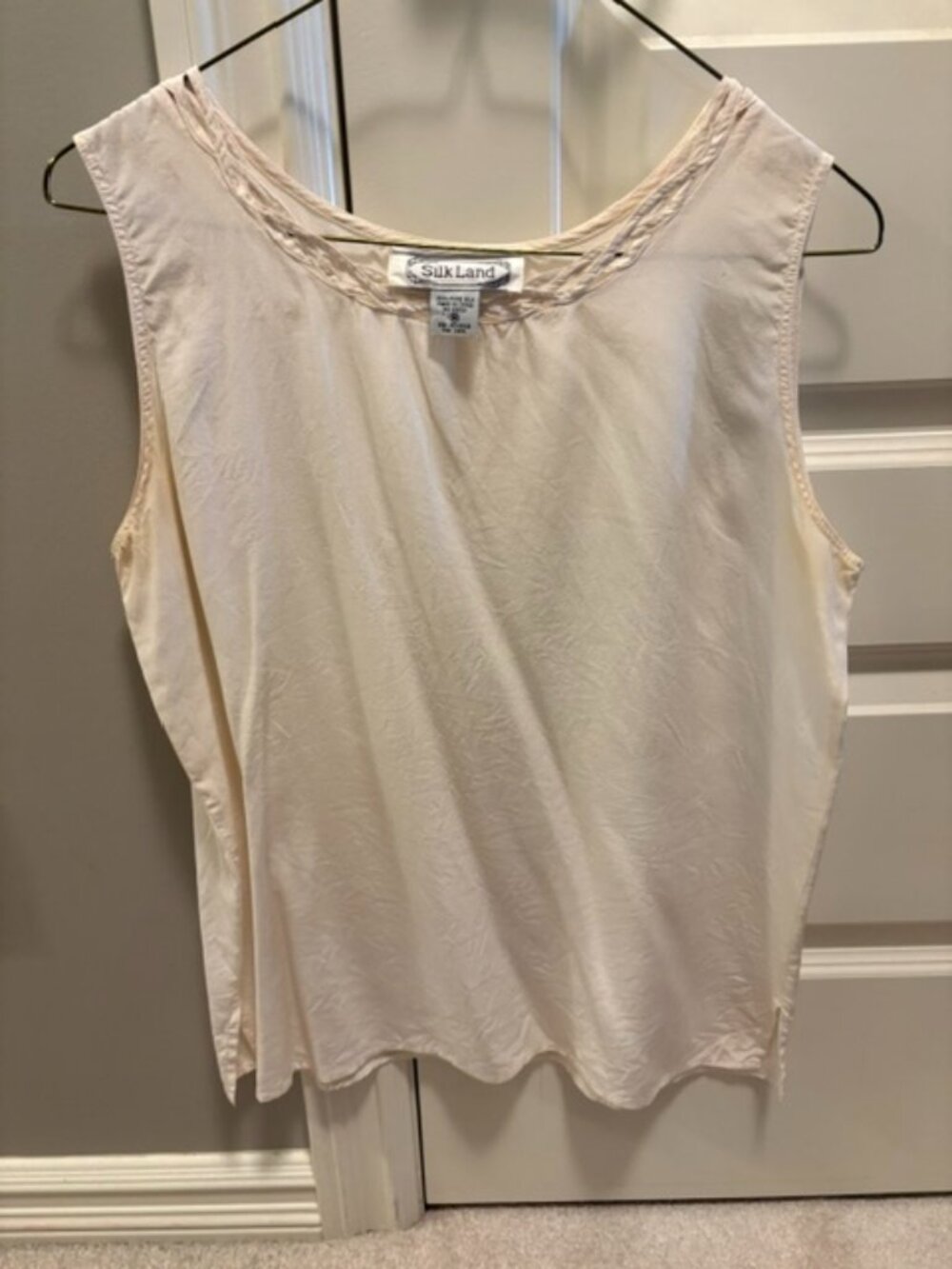 Sleeveless Pure Silk Shell - Off-Whire/Ivory